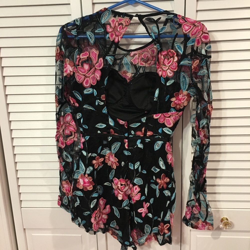 Flora embroidered detail romper